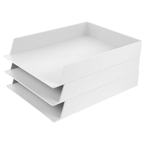 Organisateur de bureau empilable en ABS blanc pour harmoniser votre espace de télétravail