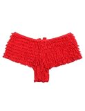 sunshinelady Bokserki damskie seksowne stringi szykowne figi plisowane kwitnące tiulowe szorty z falbankami bielizna plus size hipster wysoka talia wygodna bielizna Cospaly, Czerwona, S