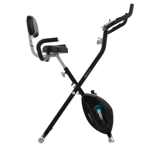 Cecotec Bicicleta Estática Plegable DrumFit X-Bike Neo Ultra. Sillín Confort con Respaldo, Volante de Inercia 1,5kg, 8 Niveles, Plegado Fácil y Compacto, Pantalla LCD, Soporte Dispositivos, Pulsómetro