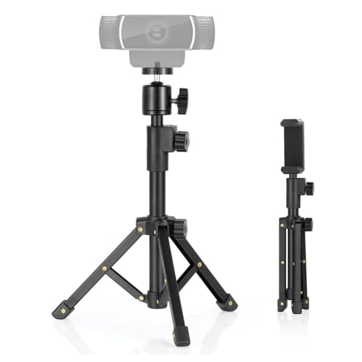 BILIONE Webcam Tripod Stand, Adjustable Small Desktop Stand for Webcam, Phone, Camera | Desk Tripod Holder for Logitech Webcam C922 C920S C920 C930e C615 C960 Brio and Other Devices with 1/4" Thread