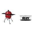 Kamado Joe Big Joe II 24-inch Grill Bundle with Cart, Shelves, SloRoller Smoke Chamber Accessory