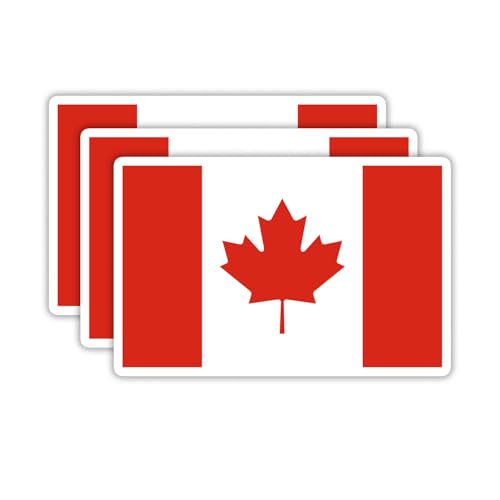 Image of (3PCS) Canada Flag stickers, Countries Flag Stickers - Waterproof Vinyl Decals For Laptops, Tumblers, Water Bottles, Books, Scrapbooks, Size 3 x 1.9 Inch