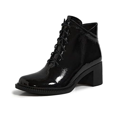 LalaHook Women Ankle Boots, Soft Genuine Leather Wedge High Heel Cross Strap Round Toe Square High Heel Boots (Color : Black, Shoe Size : 34) Cover