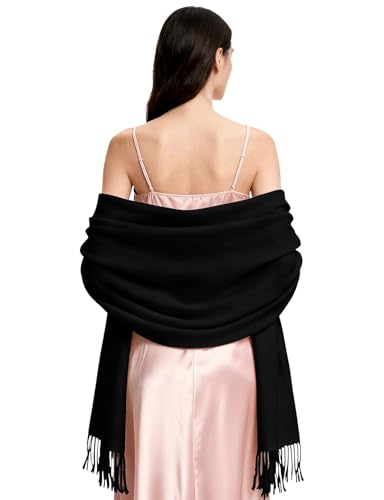 DiaryLook Kaschmir Schal Damen Winter Warm abendkleid Pashmina Schals tücher für Frauen Blanket Scarf Schwarz
