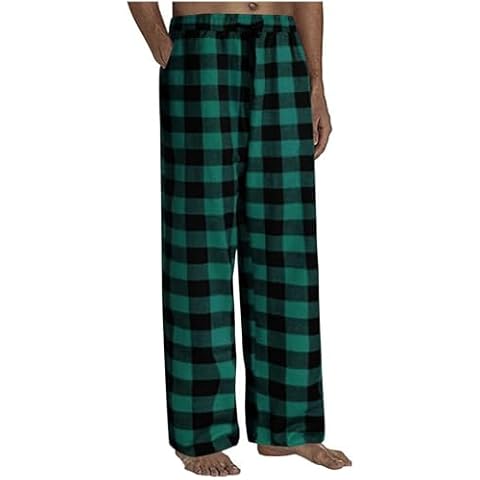 Men's Comfy Plaid Pyjama Bottoms with Pockets Cover