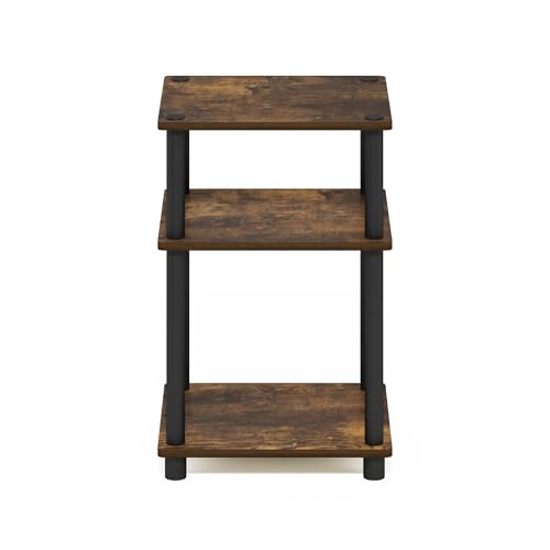 Image of Furinno JUST Toolless 3-Tier Side Table, Open Shelf End Table, Amber Pine