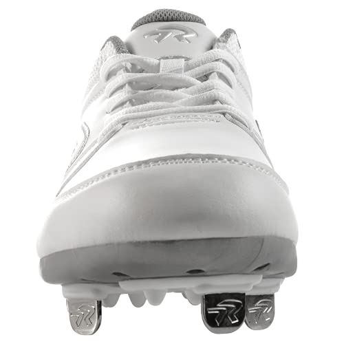 Ringor - Women's Flite Metal Spike Softball Cleats (11.5 White/Silver) #TOP4