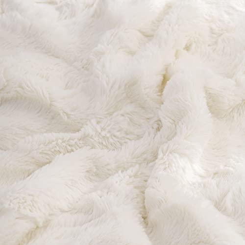 Recyco Soft Oversized Faux Fur Throw Blanket, Luxury Minky Blankets And Throws For Women, Cozy Fluffy Plush Warm Throw Blanket Twin Size For Couch Bed Sofa, Solid Ivory, 60” X 80” #TOP3