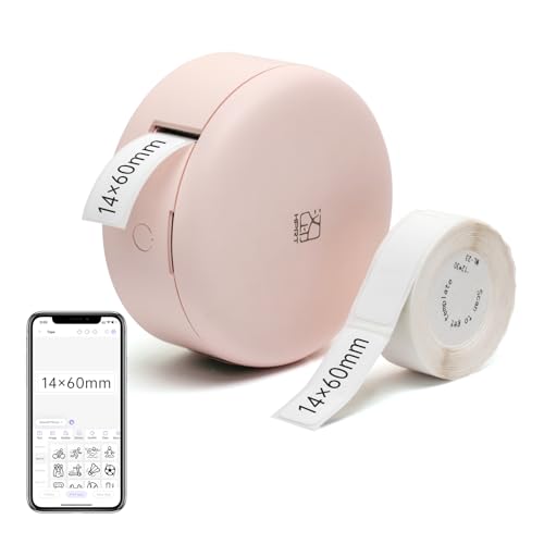 prt H11 Bluetooth Beschriftungsgerät Selbstklebend, Tragbarer Mini Etikettiergerät, USB Aufladen Etikettendrucker, labelmaker für Zuhause, Büro, Datum, Name, Kompatibel iOS & Android，Rosa