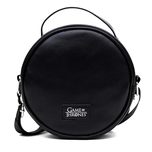 Game of Thrones Vegan Leather Round Crossbody Bag with Adjustable Straps, House of Stark Sigil Debossed and Filigree, Black4