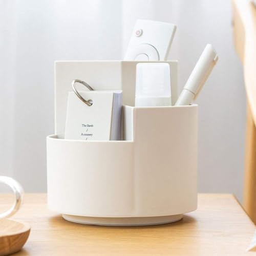 NowExp 3-Compartment White Plastic Pen & Pencil Holder - Image 7