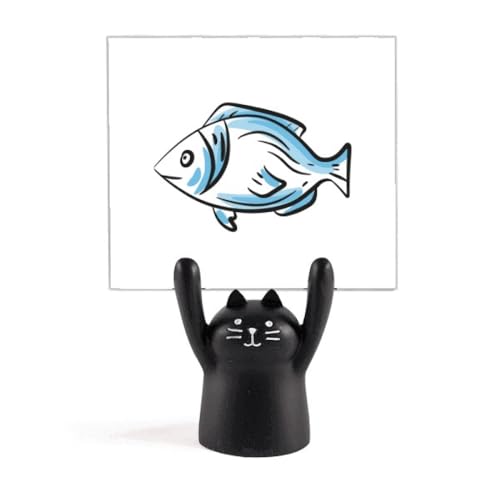 塩漬けの魚 カートゥーン黒猫スタンド型メモホルダー装飾