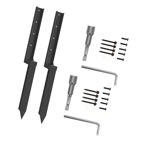 Juego de estacas de acero resistente para reparación de postes de valla con estacas de tierra para refuerzo de madera inclinado