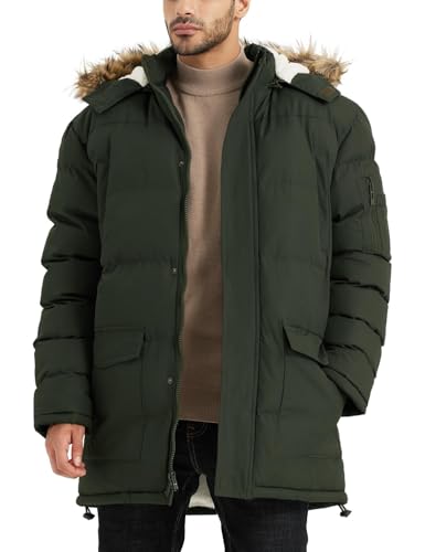 Image of Winter Coats For Men Winter Jackets Water Resistant Warm Thicken Puffy Hooded Insulated Thicken Parka Coat