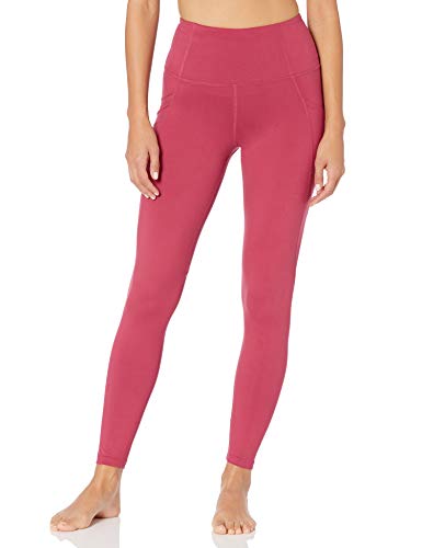 Amazon Brand - Core 10 Women's All Day Comfort High Waist Yoga Legging with Side Pockets-27, Dusty Red, Medium