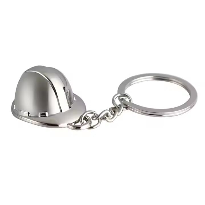 Mini Metal Hard Hat Keychain – Engineering Theme – Durable Construction – Unique Gift for Builders and Engineers – Compact Helmet Accessory for Keys and Bags