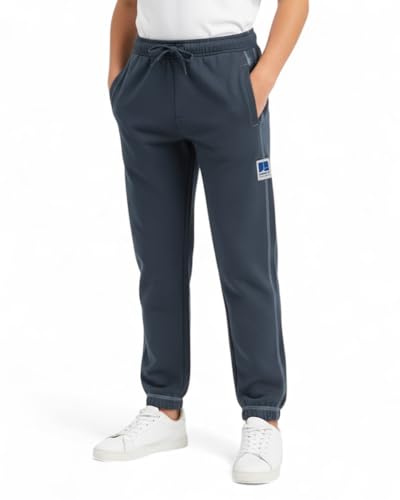 Image of Alan Jones Clothing Boys Solid Joggers Trackpant | Elastic Waist with Drawstring Regular Fit | Sizes 3-12 Years | Easy Pull-On Casual Bottomwear