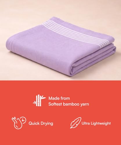 Image of Thirsty Towel, Bamboo Towels for Bath, Super Soft Slub Towel & High Absorbency Towels, Light Weight, & Quick Dry Towels for Bath Large Size, Towel for Bath Men, Women & Kids (Pack of 1 - Viola)
