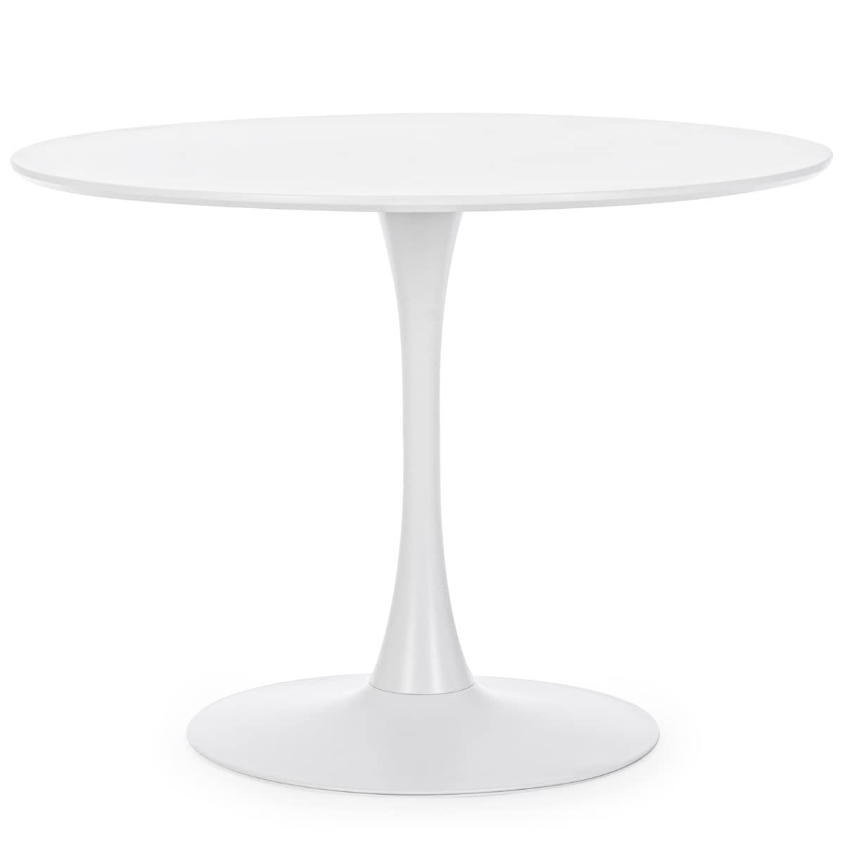 Yellowshop - Tavolo Rotondo Tulipano Bloom Ø120, Ø100 cm, Moderno in MDF Base Centrale in Metallo, Design Minimal per Pranzo, Bar o Bistrot, Bianco, Nero o Rovere (Bianco Ø 100)