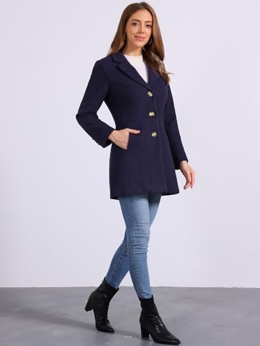 Image of Allegra K Womens Winter Elegant Pea Coat 2026 Single Breasted Long Overcoat | Notch Lapel Collar, Warm, Work Office Trench Coats,Outwear Outfit