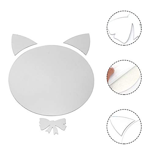 WINOMO 1Pc Acrílico Espelho Adesivo Espelho Gato Decalque Parede Espelho Decoração Adesivo Parede Ad