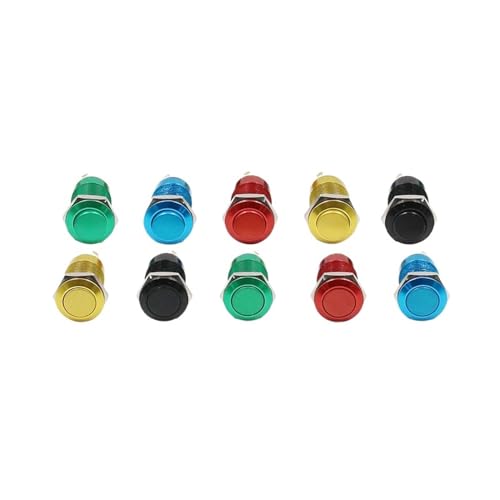 Bouton-poussoir étanche 12mm noir interrupteur momentané tête plate haute