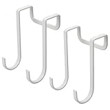 Pinsheng 2 Stück Eisen Über Schrank Schublade Doppelhaken, Rutschhemmender Kratzschutz Schranktür Doppelhaken für Küche, Edelstahl Doppelhaken für Schrankdicke unter 0,7 Zoll(2 Haken, weiß)