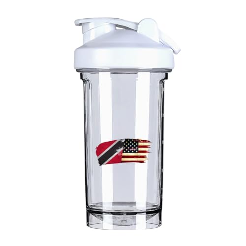 Vintage Trinidadian and Tobagoans Flag 5 18 Ounce Shaker Cup,Fashion Theme Pattern Shaker Bottle Leak-proof Workout Shake Bottles 500ML/18 oz Perfect for Pre Workout White 0