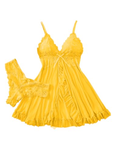 Image of Foxiny Sexy Lingerie Dress 2pcs Women Night Gown with Thong 3XS-6XL