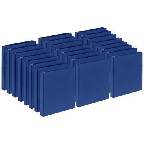 Samsill 1 Inch Document Storage Binder, 100% Recycled Chipboard, Round Ring, 3 Ring Binder, 24 Pack, Navy