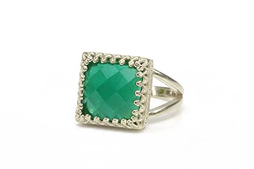 Bague Onyx Vert Anemone Bijoux le cadeau artisanal chargé de sens