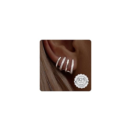 Adramata Boucles d'Oreilles Argent 925 pour Femme Plaquée...