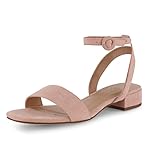CUSHIONAIRE Nobu One Band Low Block Heel Womens Sandals, Comfortable Dress Shoes for Women with Adjustable Ankle Strap, BLUSH 11W