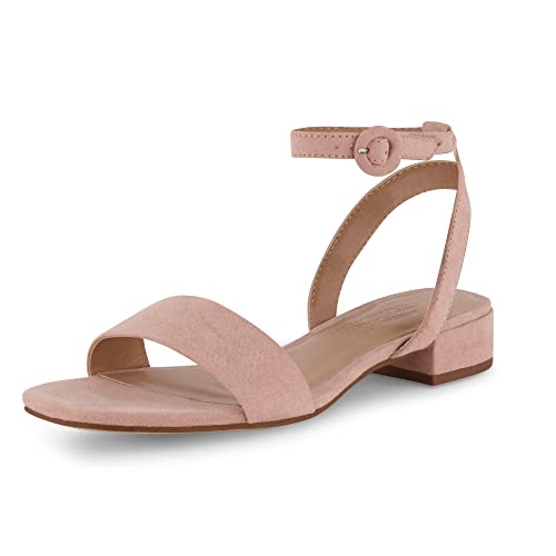 CUSHIONAIRE Women's Nobu one band low block heel sandal +Wide Widths Available, Blush 8.5