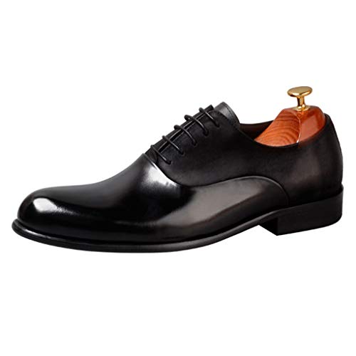 Lace Up Formal Dress Shoes，Men's Business Leather Shoes Handmade Cowhide Urban Walking Party Wedding Banquet,Black- 45/UK 10.5/US 11