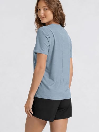 Image of ODODOS Women's Performance Cropped Tee Ultra Soft odSTRATUM Tech Short Sleeve Relaxed Top Crew Neck T-Shirts