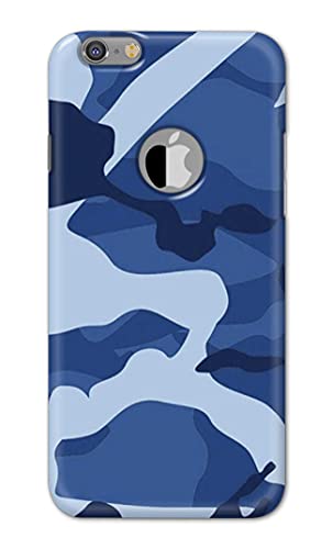 Image of Printed Hard Back Cover Case for Apple iPhone 6 Logo | iPhone 6S Logo Back Cover (Army Blue Pattern) -203