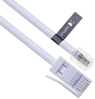 BT Phone Line Plug to RJ11 Crossover Telephone Cable Extension | Lead Cord for Modem FAX SKY box Virgin Hub | British UK BT Socket 4 Wire | White  2m