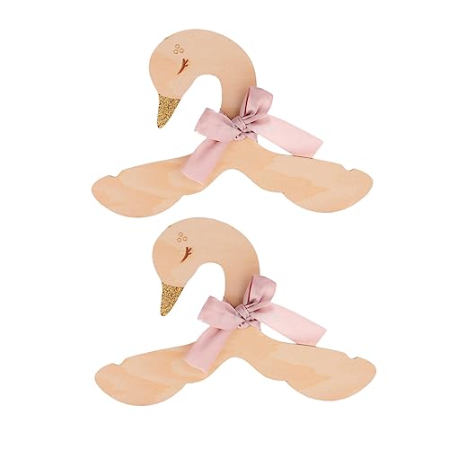 PRETYZOOM 2pcs Boys and Girls Room Decor Swan Shape Bowknot Wood Coat Hangers Handmade Clothes Hangers for Boys and Girls Clothing Storage Rack Random
