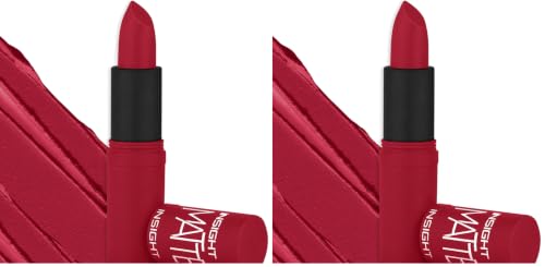 Image of INSIGHT Matte Lipstick | Ultra Creamy | Highly Pigmented Formula | Intense Color Payoff | Fade-Proof Lipstick | Pink Me Red-4.2g (Pack of 2)