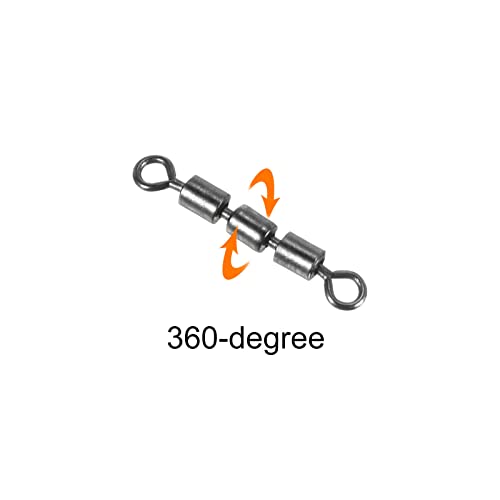 PATIKIL High Speed 3 Roller Swivel, 20Pcs 26lb Copper Barrel Bead Chain Rolling for Saltwater Freshwater Fishing Black - Image 4