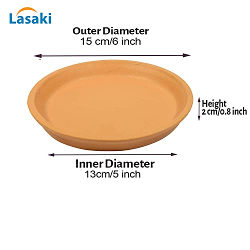 Image of Lasaki Round Ceramic Trays (Plates Saucers) for Pots, planters, Flower, Succulent(Set of 2,Ginger,5 inch) R5(Plants not Included)