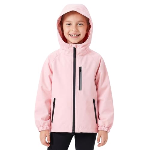 FILOWA Veste Imperméable pour Adolescents Réfléchissant Veste de Pluie Légère Coupe-Vent Imperméable à Capuche Manteau Printemps Randonnée Blouson...