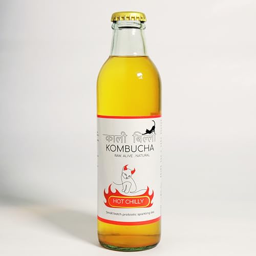 Image of KAALI BILLI Kombucha Hot Chilly | Naturally Brewed Original Fermented Tea Drink | Mild Balanced Flavor Beverage for Everyday Consumption | 250 ml Pack of 4