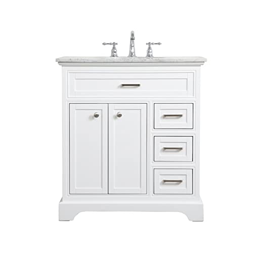 Elegant Decor Aaron 32" Single Marble Top Bathroom Vanity in