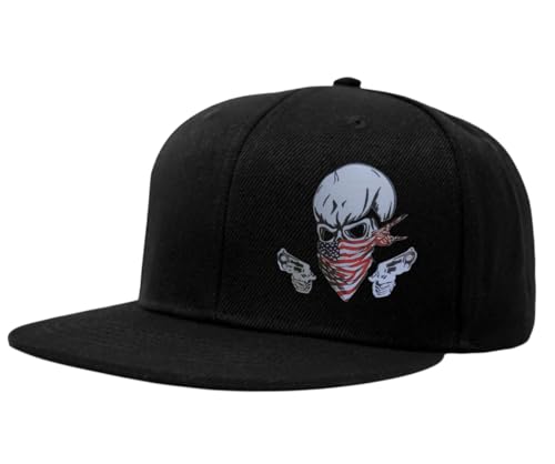 Image of Tai & Zai Black Snapback Hat with Printed, Adjustable Flat Brim Cap, Six Hole Breathable Design