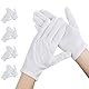 Segbeauty Weiße Stoffhandschuhe, 4 Paar Baumwollhandschuhe, Feuchtigkeitsspendende Handschuhe, Handschuhe Damen Dünn Waschbar, Pflegehandschuhe für Trockene Hände (L)