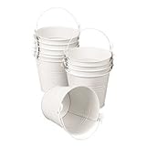 12 Mini White Pails with Handles