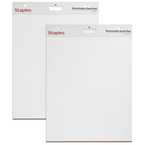 STAPLES 958103 Stickies Easel Pads 25-Inch X 30-Inch White 30 Sheets/Pad 2 Pads/Ct