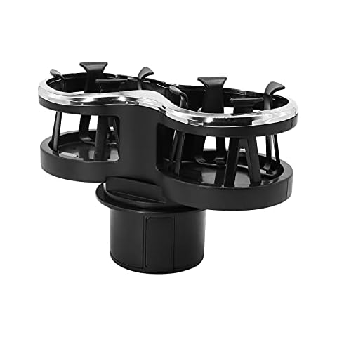 Double Hole Car Cup Holder Expander Adapter WorthPlanet 2 in 1 Cup Mount Extender Organizer Universal Flexible Cup Holder with Adjustable Base for Most Car Console Drinking Bottles W120011 Cover